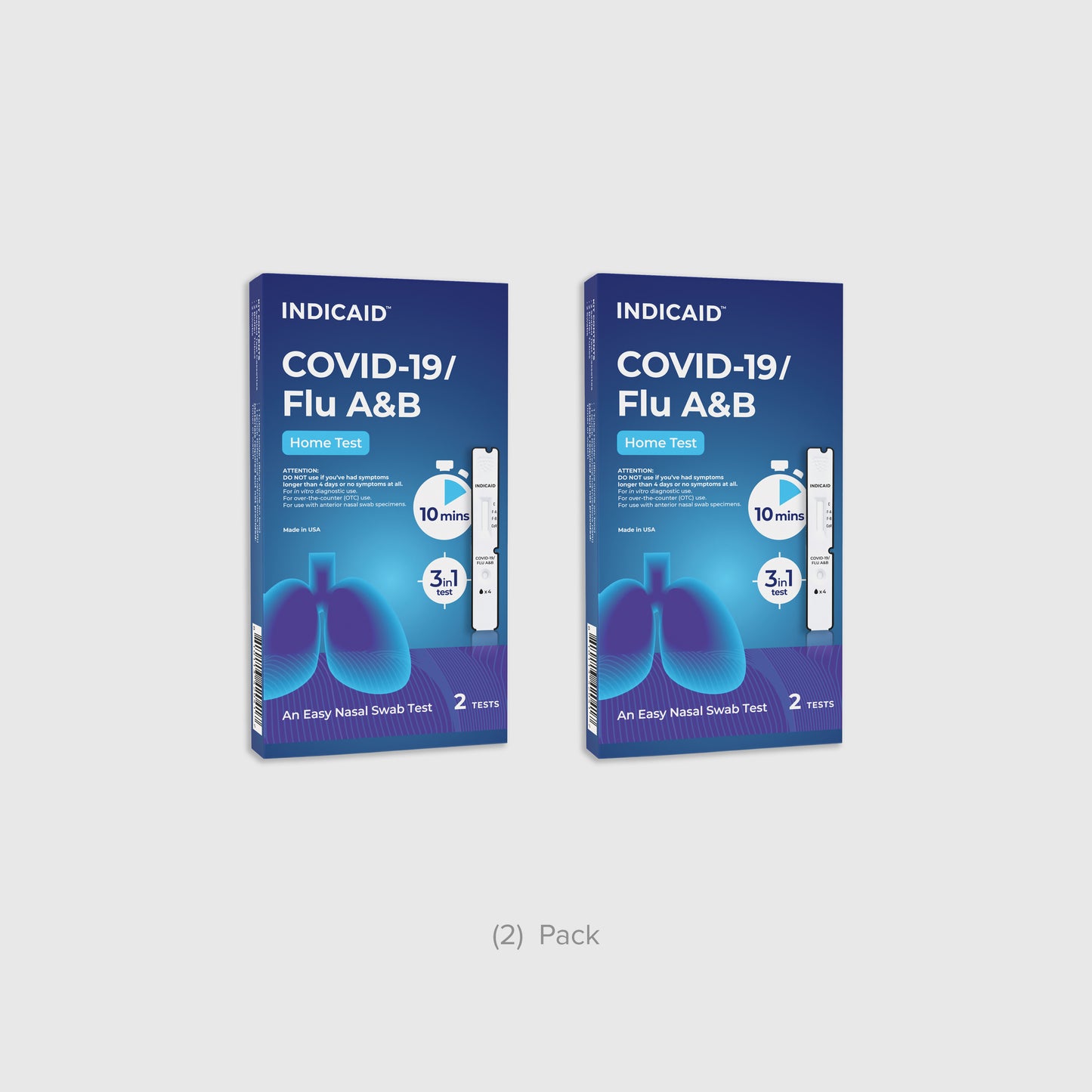 INDICAID® Rapid COVID-19 + Flu A&B At-Home Antigen Test Kit (OTC)