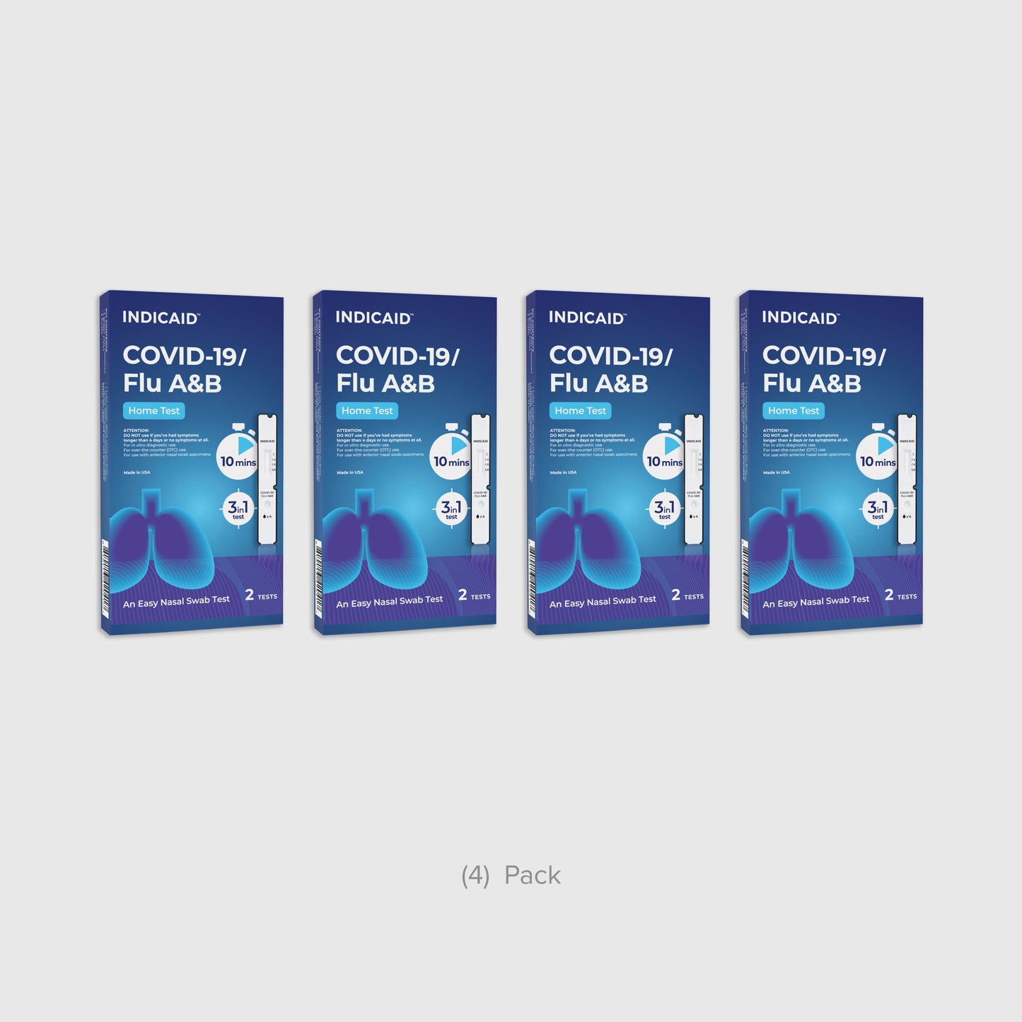 INDICAID® Rapid COVID-19 + Flu A&B At-Home Antigen Test Kit (OTC)
