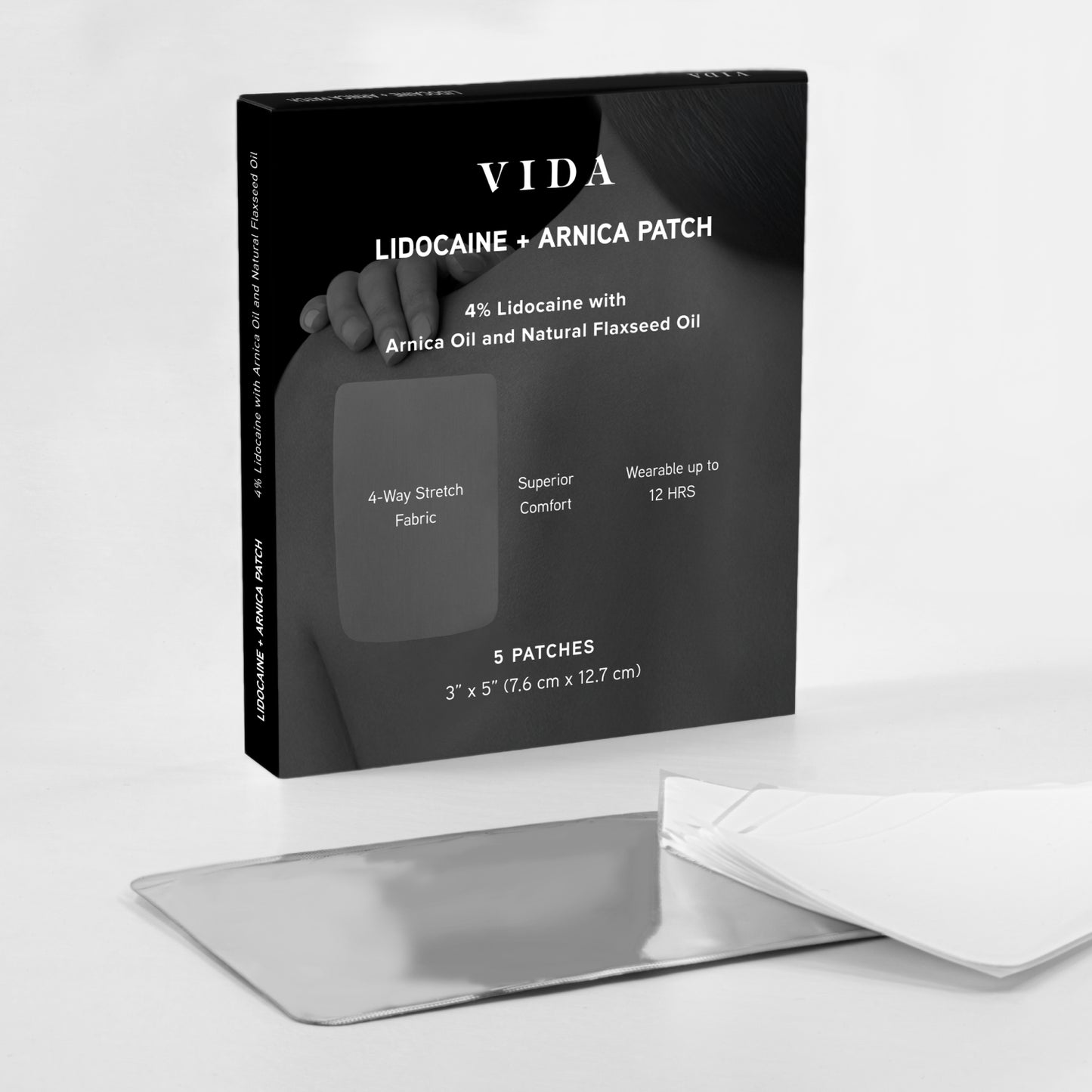 VIDA Lidocaine + Arnica Patch – 4% Lidocaine, 4-Way Stretch Fabric, Made in USA (Limited Release)