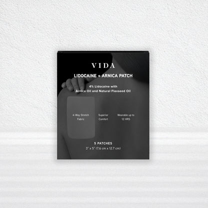 VIDA Lidocaine + Arnica Patch – 4% Lidocaine, 4-Way Stretch Fabric, Made in USA (Limited Release)
